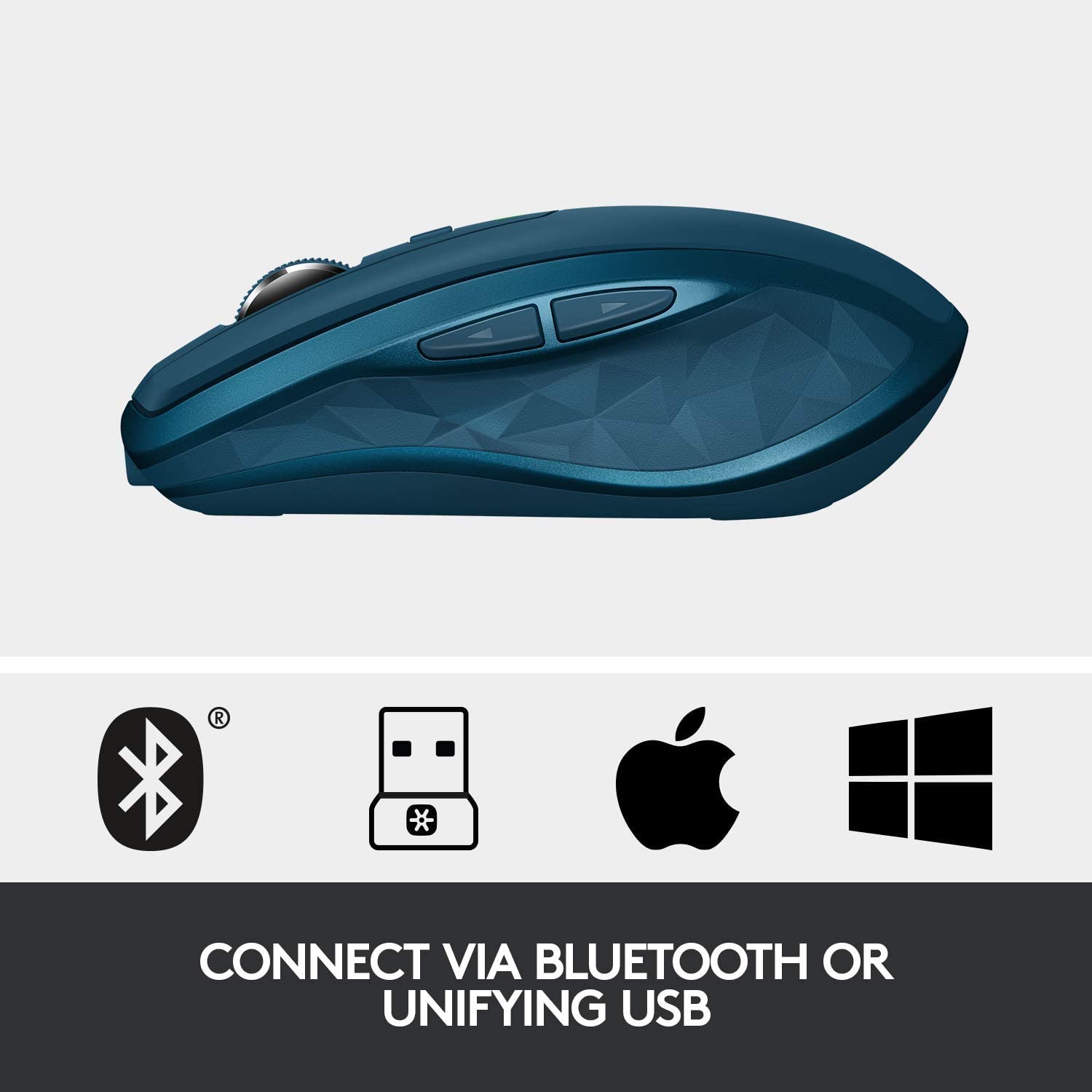 logitech mx master 2s wireless mouse with cross-computer control for mac and windows, midnight teal
